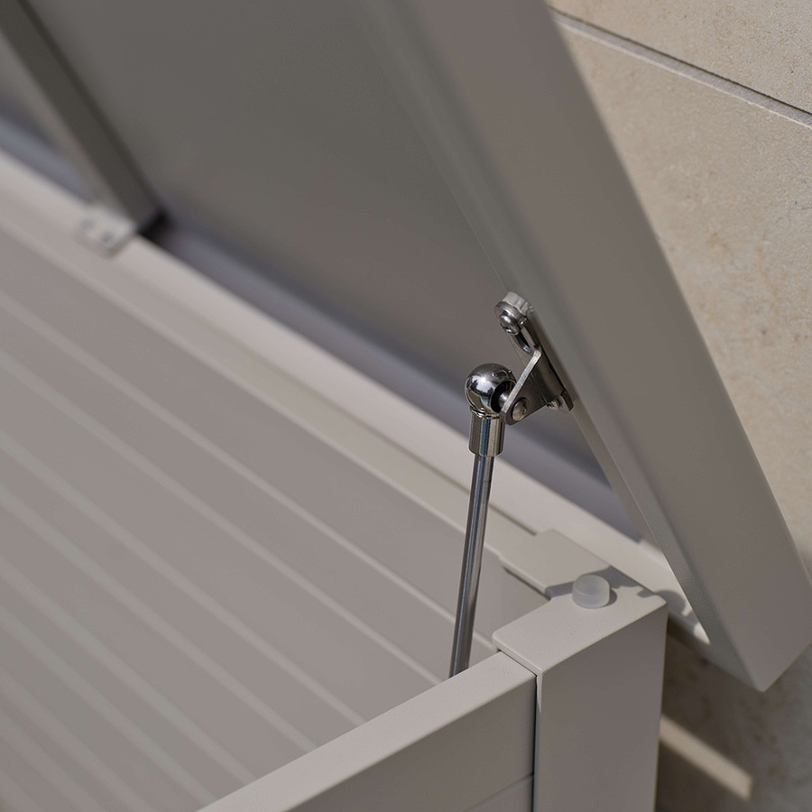Stern Kissenbox Gilbert aus Aluminium in Greige mit Schloss, B/T/H: 140 x 76 x 91 cm - Bild 2