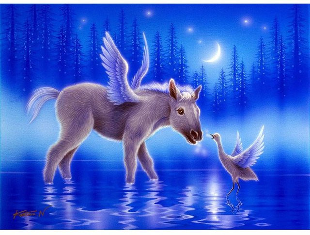 FIYO Diamant-Malerei Einhorn, Kreuzstich-Set, Grau, Blau - Bild 1