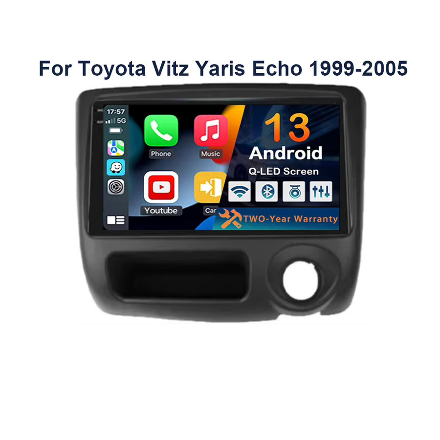 TIEYEZ Android 16 Autoradio mit Carplay und GPS für Toyota Vitz Yaris Echo 1999-2005, Multimedia-Videoplayer und Navigation, Schwarz - Bild 5