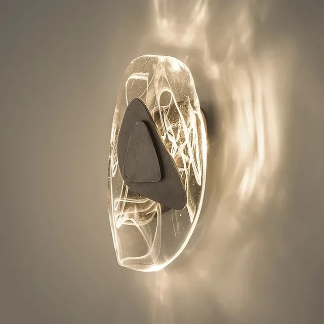 Moderne LED-Wandleuchte von Sanoni aus transparentem Kristallglas für Schlafzimmer, Flur und Terrasse in Warmweiß - Bild 1