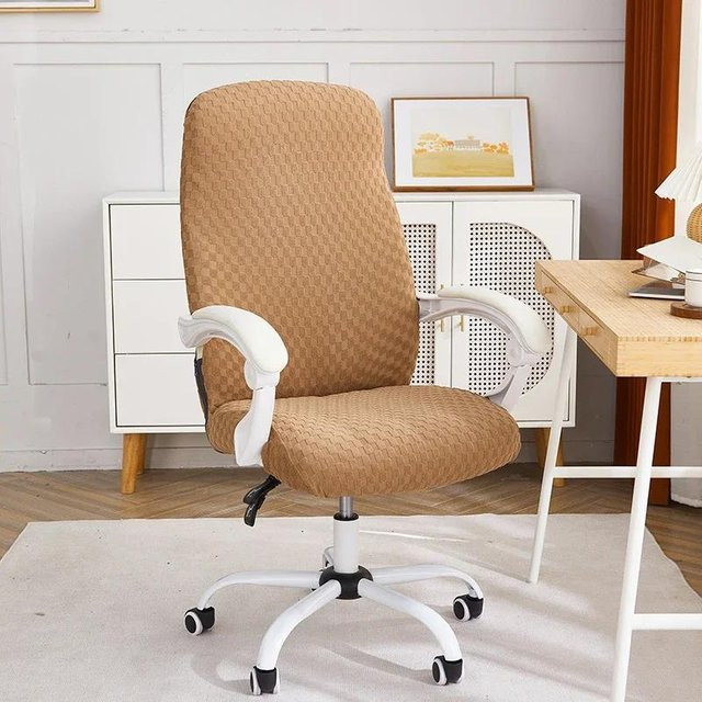Bestbags Stretch Bürostuhlbezug in Braun mit Karomuster, elastische und wasserabweisende Stuhlhülle für Arbeitszimmer und Computerstühle - Bild 1