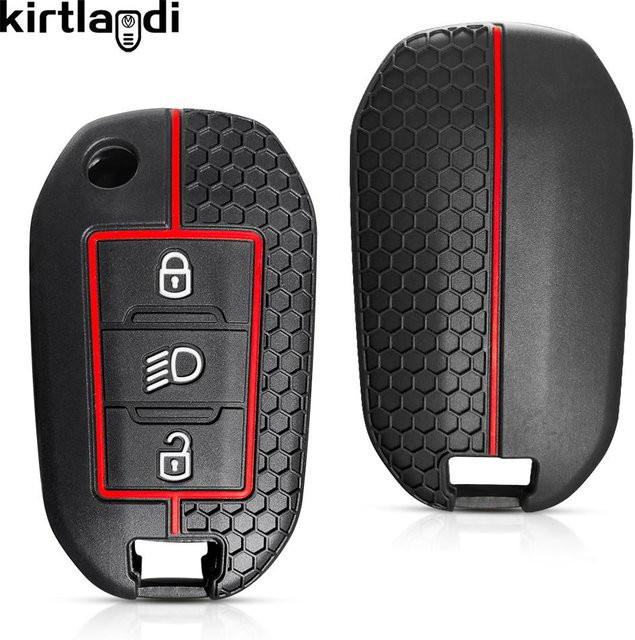 Silikon Autoschlüsselhülle in Schwarz für Opel Corsa D F A E Grandland X Crossland Combo sowie Citroen C4 Cactus C5 Aircross Berlingo - Bild 1