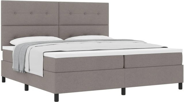 vidaXL Boxspringbett mit Matratze in Taupe, modern mit Taschenfederkern, B/T: 200 x 200 cm - Bild 1