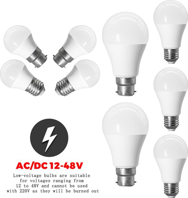 10er Set Gatetop LED Glühbirnen E27 Weiß für AC DC 12V 24V 36V 48V - Bild 1