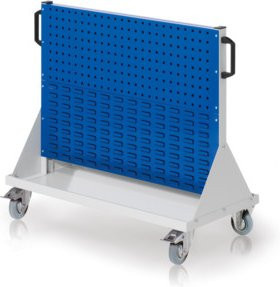 Kappes RasterMobil Gr. 2 Rollbarer Kunststoffwagen mit 2 Loch- und 2 Schlitzplatten in Grau und Blau, Höhe: 89 cm - Bild 1