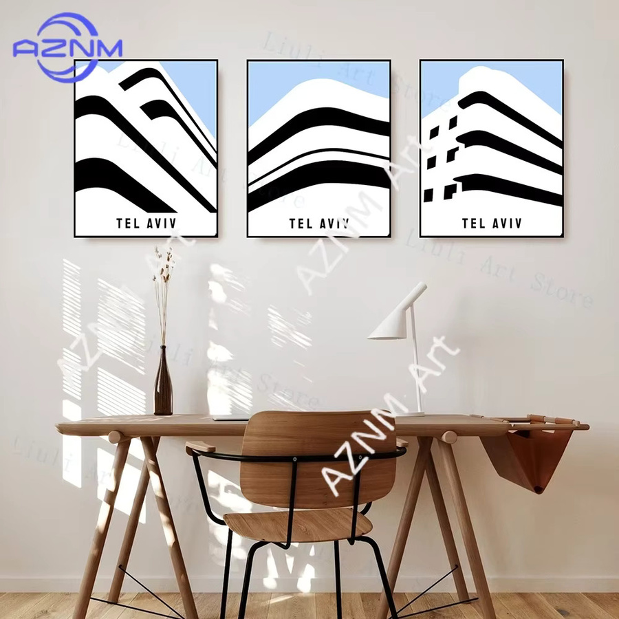 KAYOU Abstrakte Wandkunst Tel Aviv Bauhaus Minimalistisches Canvas Poster in Mehrfarbig - Bild 2