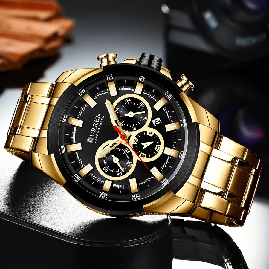 CURREN Armbanduhr, Quarz, Edelstahl, Schwarz, Silber, Herren - Bild 4