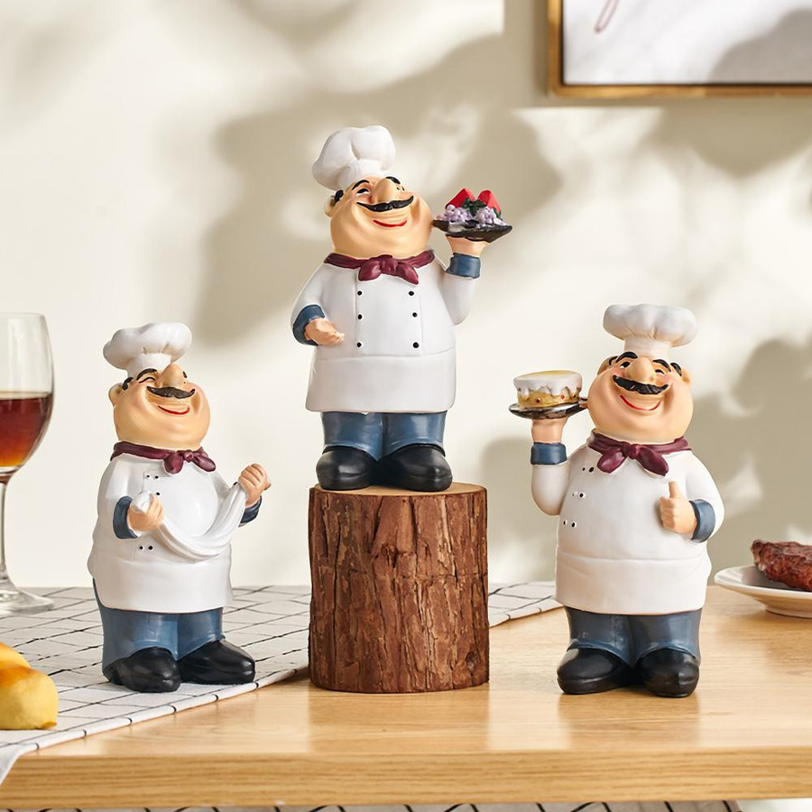 Lachende Kochfigur aus Harz von Yiran Furniture als dekorative Cartoon-Skulptur in Multicolour für dein Wohnzimmer oder Schreibtisch - Bild 3