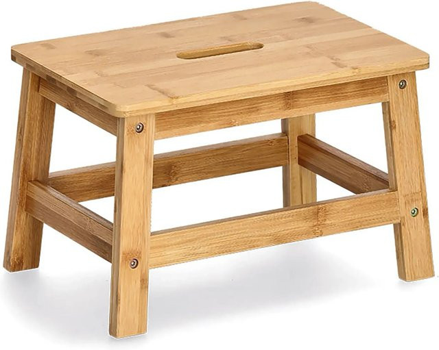 Zeller Fußbank aus Bambus in Natur Braun B/T/H: 26 x 25 x 38,5 cm - Bild 1