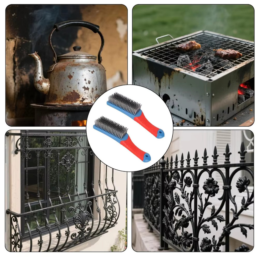 2 Stück Edelstahl-Drahtbürsten in Silber zum Entfernen von Rost und Farbe für Metall und BBQ-Grill - Bild 4