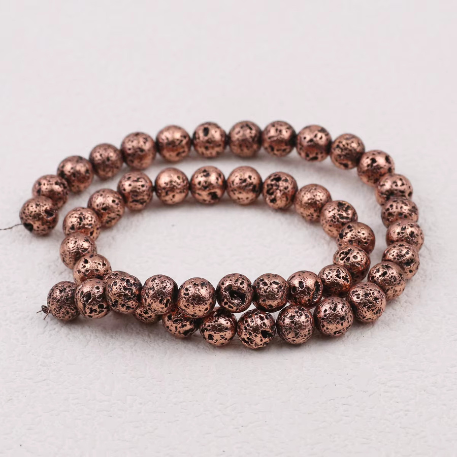 JHNBY Perlen, Rot Bronze Kupfer Vulkan Lava Hämatit Naturstein, Unisex - Bild 3