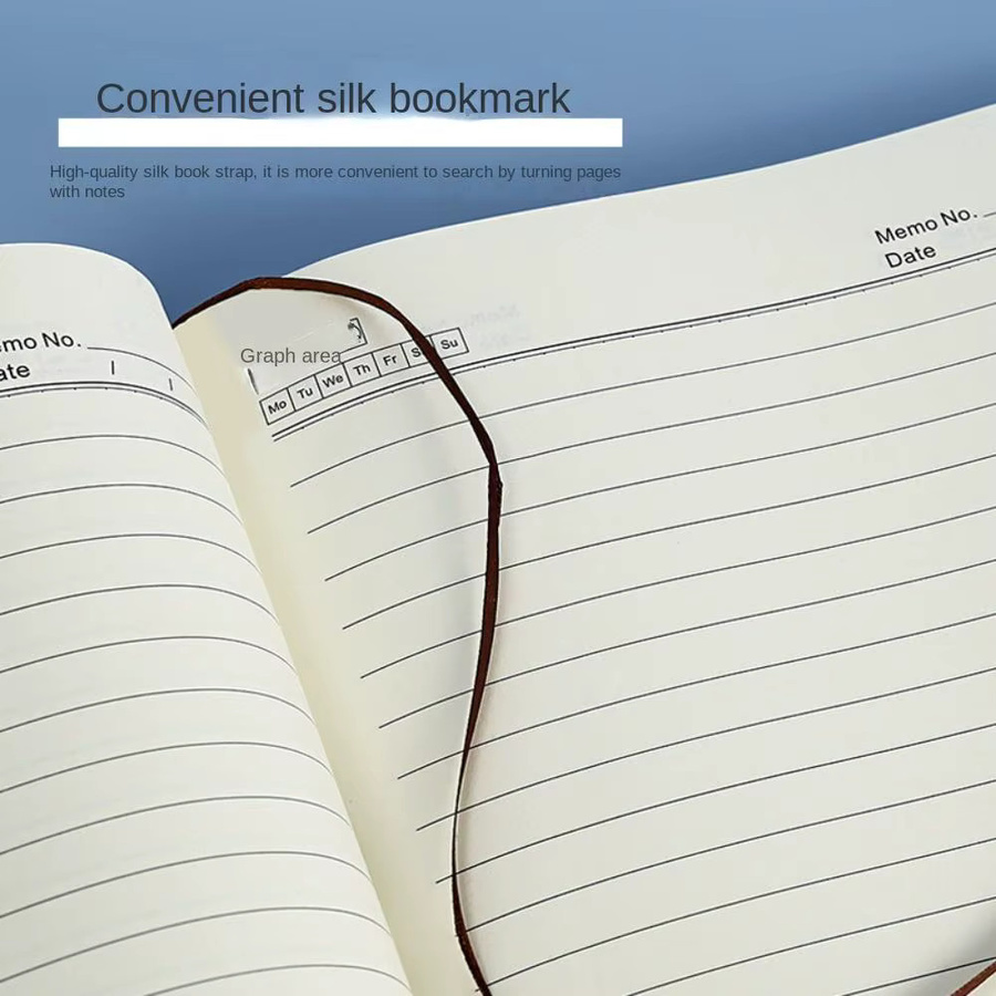 Retro Business Notizbuch und Wochenplaner aus Schaffell in Blau, A6 - Bild 4
