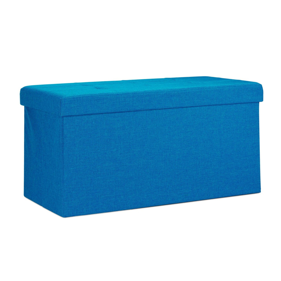 Relaxdays Sitzbank aus Leinen in Blau, faltbar, B/T/H: 76 x 38 x 38 cm - Bild 2