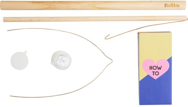 Folia Holz-Laternenstab mit Drahtbügel und LED Licht Set - Bild 1