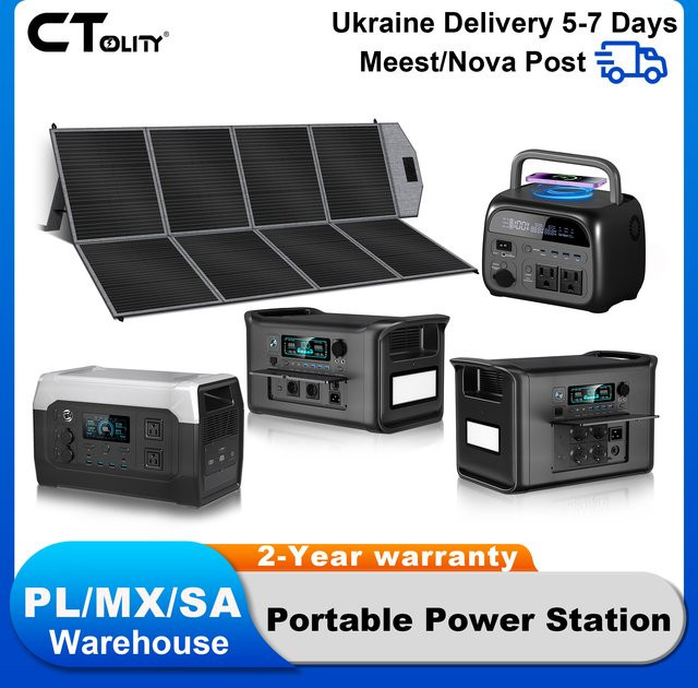 CTOLITY Tragbare mobile Stromstation mit 400W Solarpanel für Outdoor-Camping in Schwarz - Bild 1