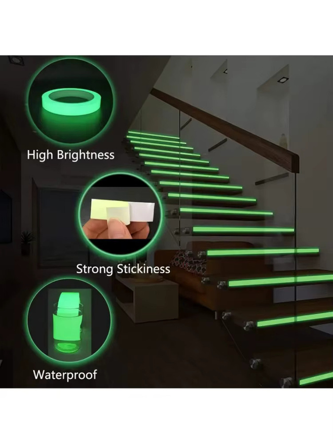 Selbstklebendes fluoreszierendes Klebeband in Grün zur Sicherheitsmarkierung von Wänden und Treppen sowie als Party-Dekoration - Bild 5
