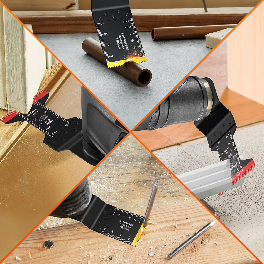 Toorise 5/12-teiliges oszillierendes Titan-Sägeblatt-Set in Silber mit Adaptern für Holz und Kunststoff mit japanischem Zahn und CR-V Material - Bild 5