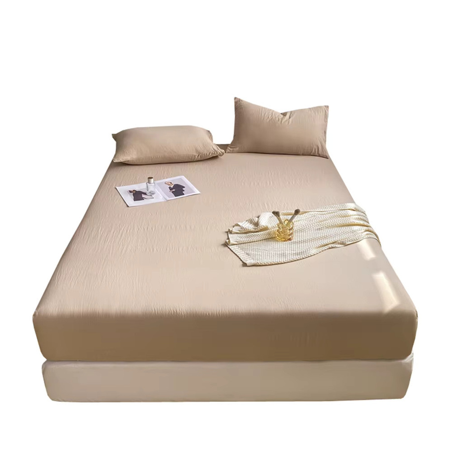 Dreamreal Spannbettlaken aus gewaschener Baumwolle in Beige oder Grün, B/T: 160 x 200 cm - Bild 4