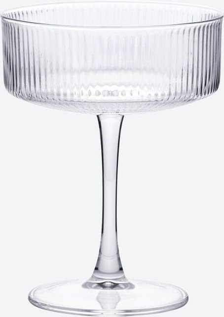 NKD Wasserglas aus Martiniglas mit Rillen, transparent, 300 ml - Bild 1