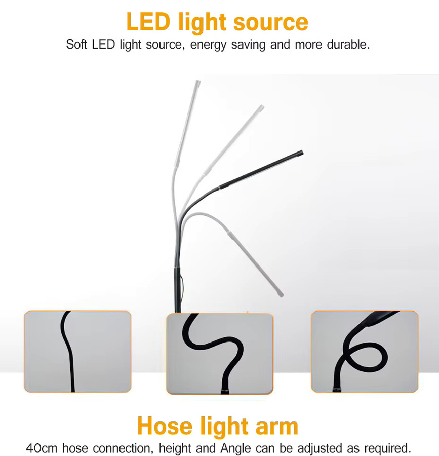 DVOLADOR LED-Stehlampe modern mit verstellbarem Schwanenhals als Leseleuchte in Schwarz oder Weiß - Bild 2