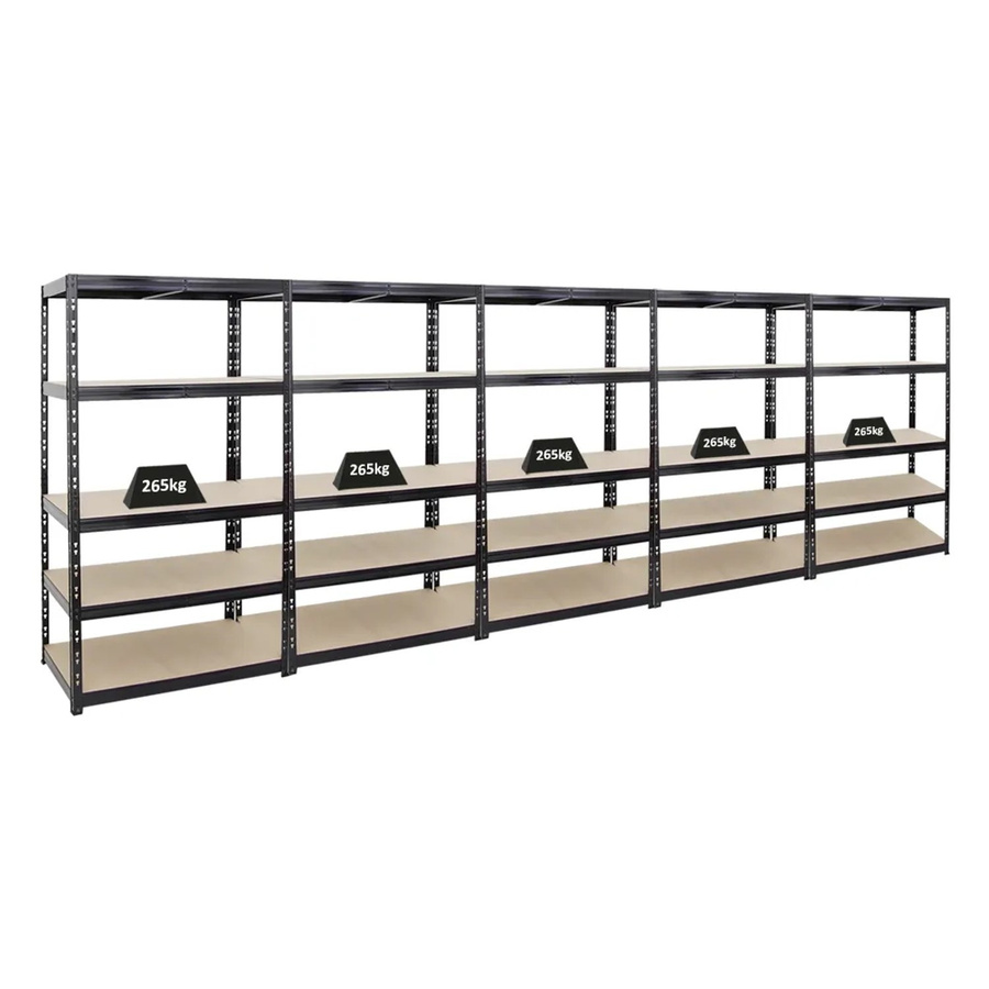 PROREGAL Schwerlastregal Tiger 5er Set, Schwarz, 5 Ebenen, H x B x T: 180 x 100 x 60 cm - Bild 2