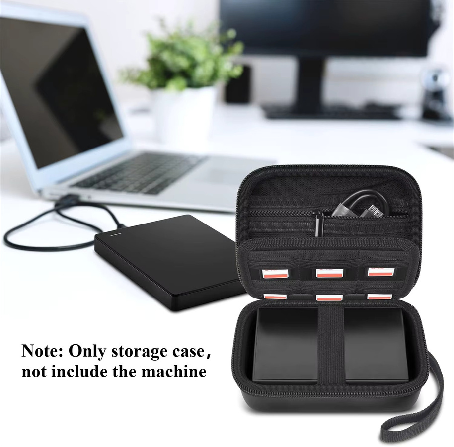 Kasfoti Externe Festplatten-Aufbewahrungstasche für Seagate, UnionSine, Toshiba und WD Elements Tragbare HDD SSD, Schwarz - Bild 6