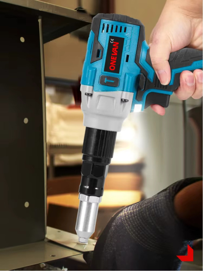 ONEVAN Bürstenlose Akku-Nietpistole 2000W in Blau, passend für Makita 18V Akkus, für Nietarbeiten von 2,4-5,0 mm - Bild 5