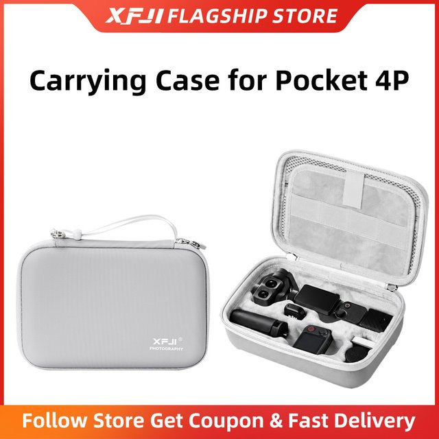 XFJI Tragbare Schutztasche in Grau als Harte Aufbewahrungstasche für DJI Osmo Pocket 4P Creator Combo Kamera-Zubehör mit Trageriemen - Bild 1