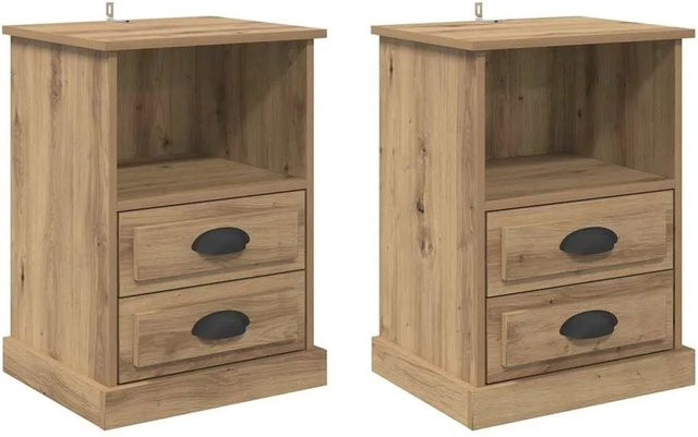 Set aus 2 vidaXL Nachttischen in Artisan-Eiche, modernes Design mit Schubladen, B/T/H: 43 x 36 x 60 cm - Bild 1