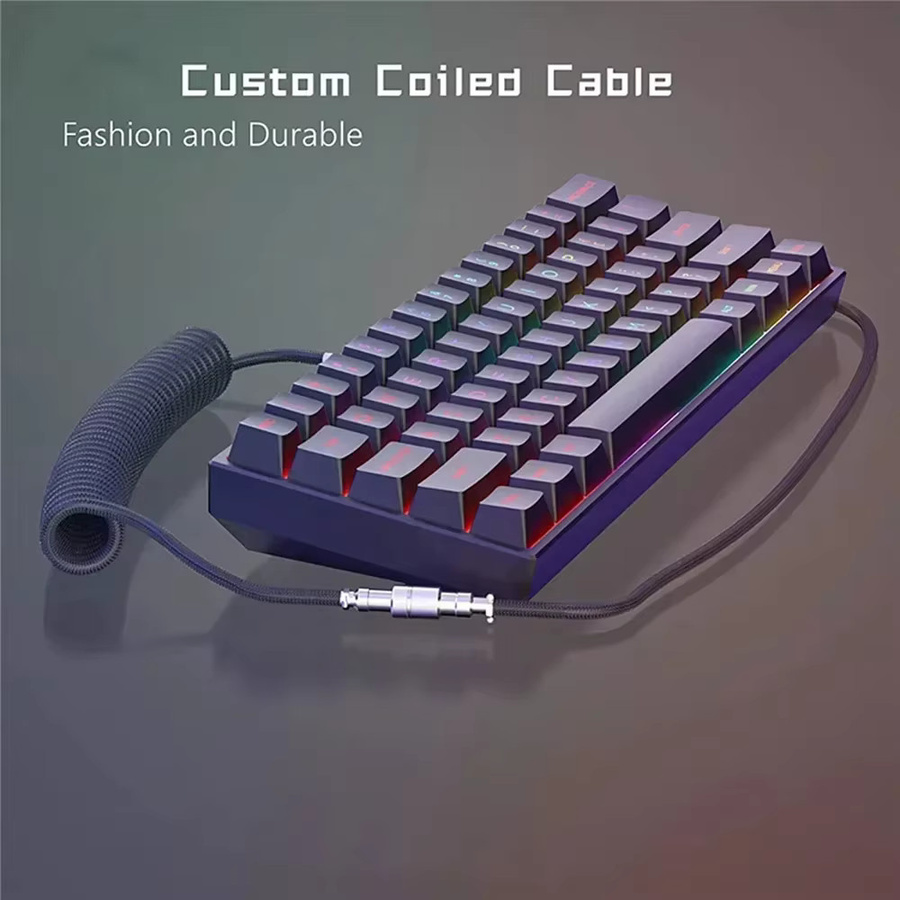 Kebidumei Spiralkabel für mechanische Tastaturen mit USB-C und Aviator-Anschluss in Schwarz oder Weiß - Bild 2
