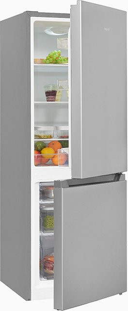 Exquisit Kühl-Gefrierkombination KGC231-60-010E in Silber, freistehend mit reversibler Tür und LED-Innenbeleuchtung, B/T/H: 56,5 x 68,0 x 175,0 cm - Bild 1