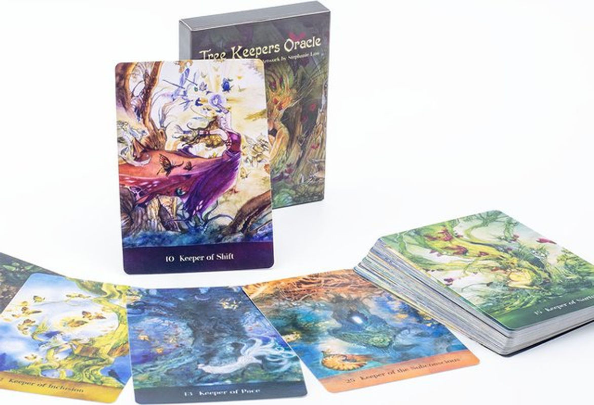 Baum Pfleger Orakel Tarot Karten Set mit 44 Stück für Vision und Weissagung, Mehrfarbig, B: 10,4 cm x H: 7,4 cm - Bild 1