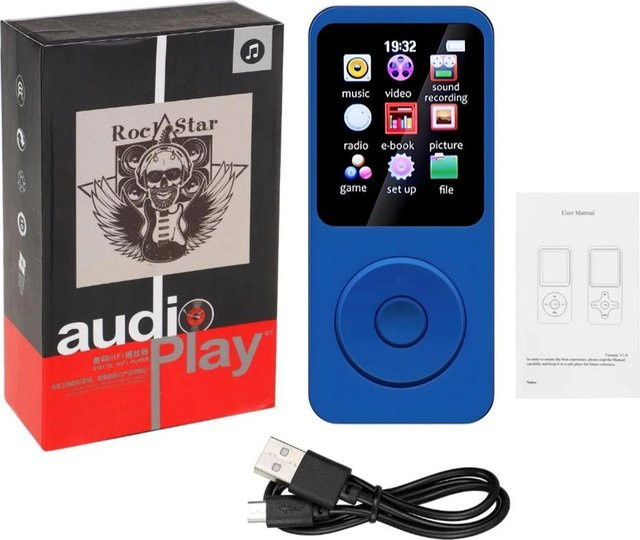 YJMP Electronic Mini MP3-MP4-Player mit Bluetooth, FM-Radio und integriertem Mikrofon in Blau - Bild 1