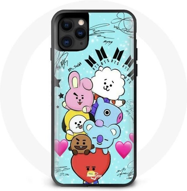 MANIACASE iPhone 11 Schutzhülle mit BTS BT21 Charakteren in Schwarz und Multicolour - Bild 1