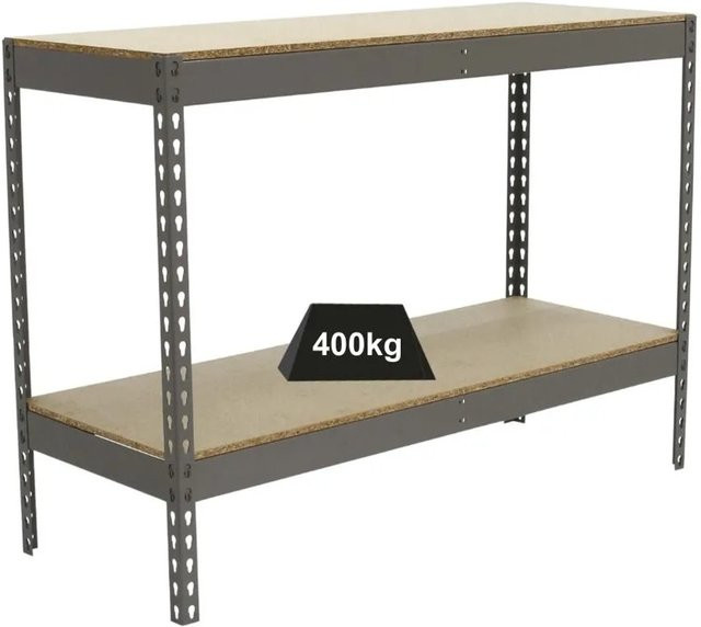PROREGAL Schwerlastregal Mini Wood Yeti Two in Grau mit verstellbaren Fachböden, H x B x T: 90 x 120 x 60 cm - Bild 1