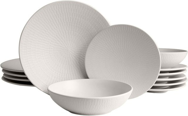 ECHTWERK Tafelservice BLANKA 18-tlg aus Steinzeug in Creme und Beige - Bild 1