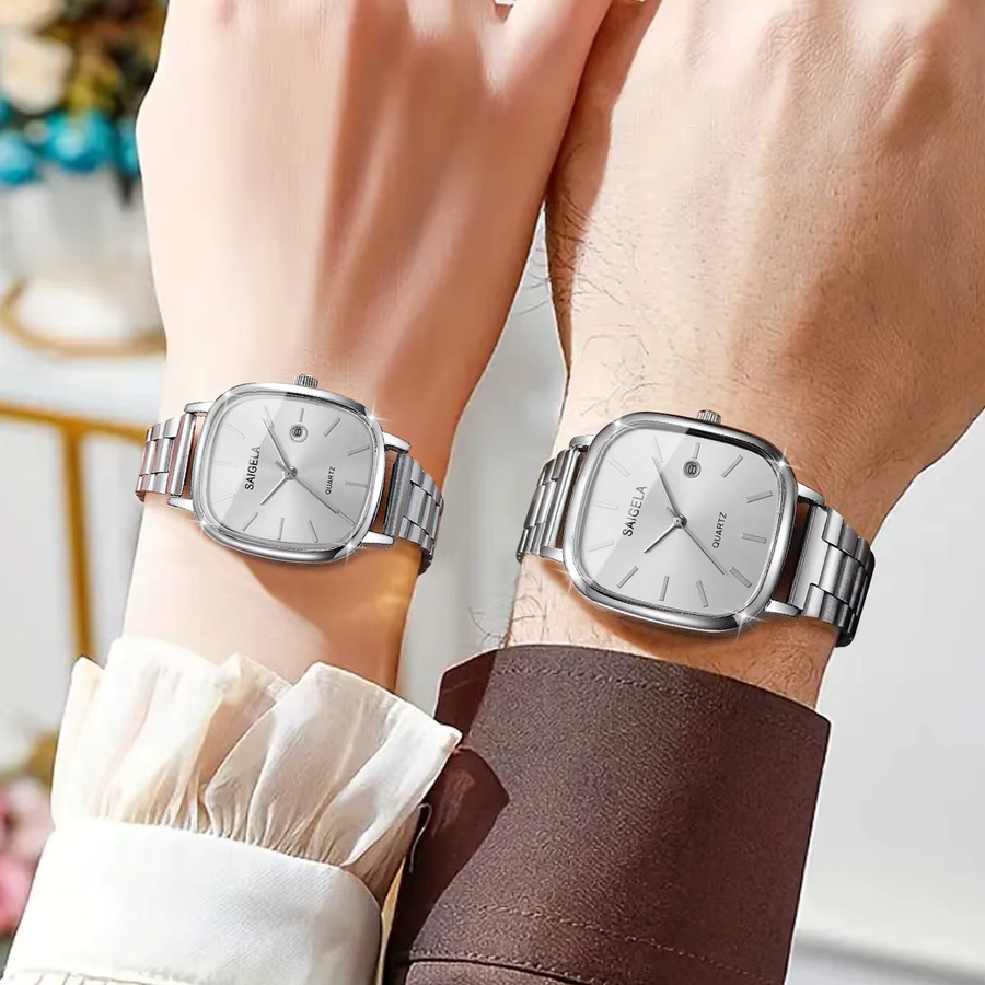 yolako Uhren-Set, Armbanduhren, Quarz, Edelstahl, eckig, Weiß, Unisex - Bild 2