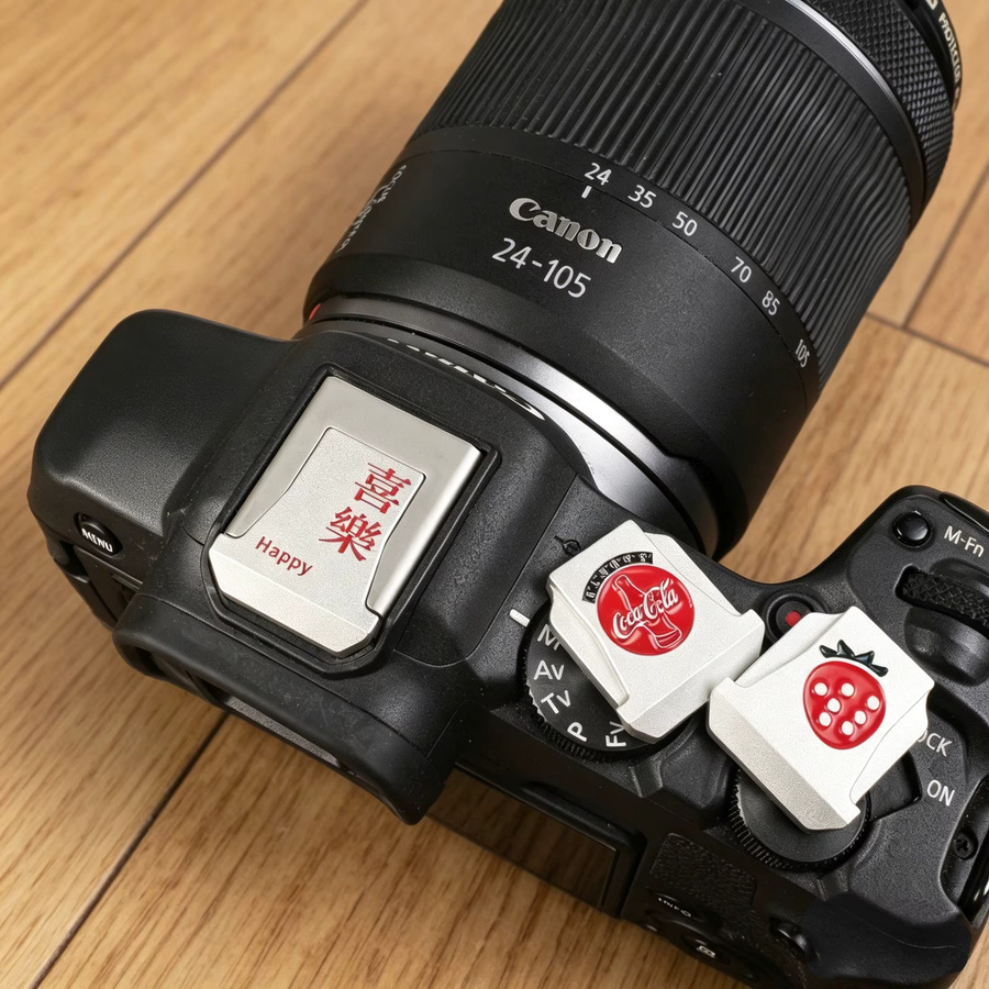 Canon Metall Kamera-Auslöseknopf und Blitzschuh-Abdeckung mit Staubschutz in Silber für EOS R50 R5 R6 R7 R8 R10 R3 Serie - Bild 3