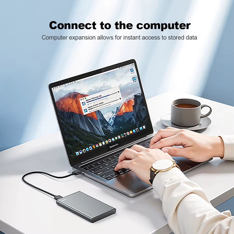KEBIDUMEI Externes 2,5 Zoll SATA SSD HDD Gehäuse mit USB 3.0 zu USB-C Anschluss, Aluminiumlegierung, Schwarz - Bild 5