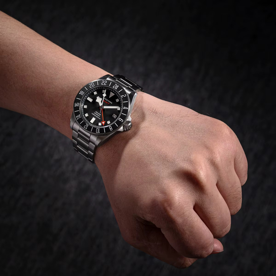 SUGESS Armbanduhr Titan, Automatik, GMT, Saphirglas, Schwarz, Herren - Bild 3