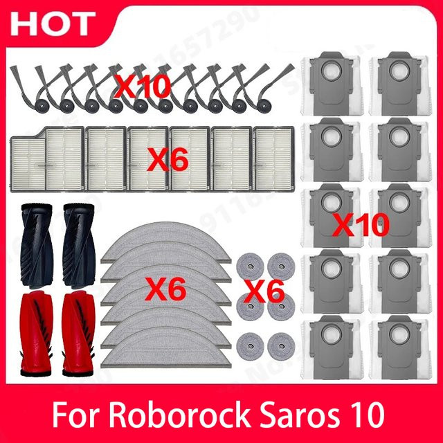 Roborock Saros 10 Zubehörset aus Kunststoff mit Hauptbürste, Seitenbürste, HEPA-Filter, Wischtuch und Staubbeutel für Roboterstaubsauger - Bild 1
