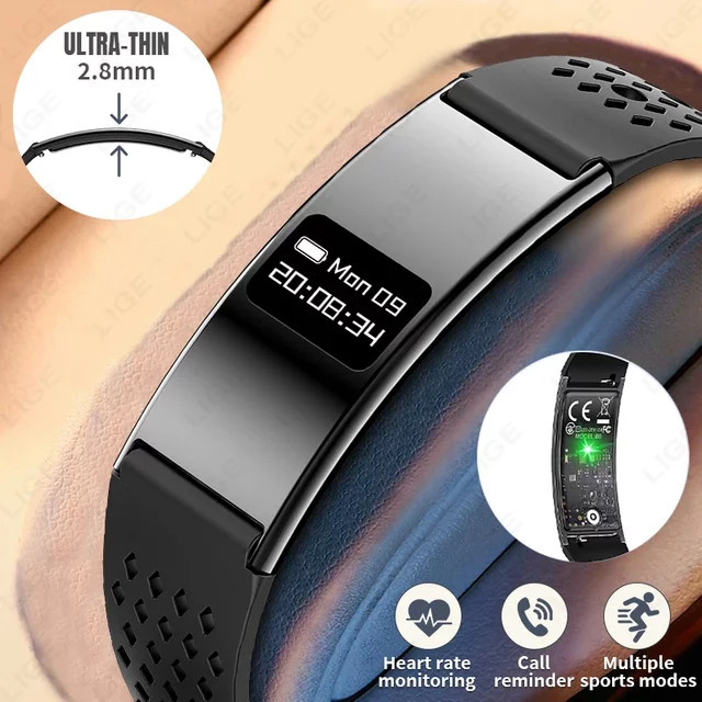 LIGE Smart Armband Fitness Tracker in Schwarz mit Herzfrequenz- und Schlafmonitor für Android und iOS, Unisex - Bild 1
