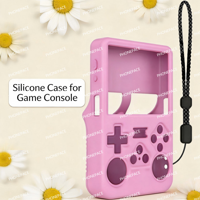 Gowinbaby Silikon-Schutzhülle für R36S Handheld-Spielkonsole, 360 Grad Vollabdeckung, stoßfest und kratzfest, in Schwarz oder Pink - Bild 1