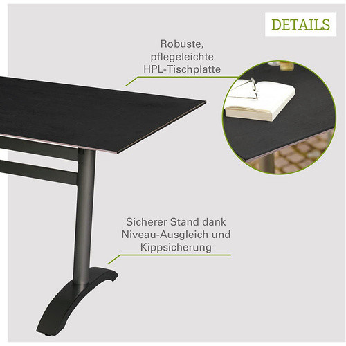 Acamp Loungemöbel-Gruppe New Jersey in Grau und Anthrazit bestehend aus 1 Tisch und 4 Stapelsesseln mit HPL-Tischplatte und Aluminiumgestell B/T/H: 120 x 80 x 86 cm - Bild 2