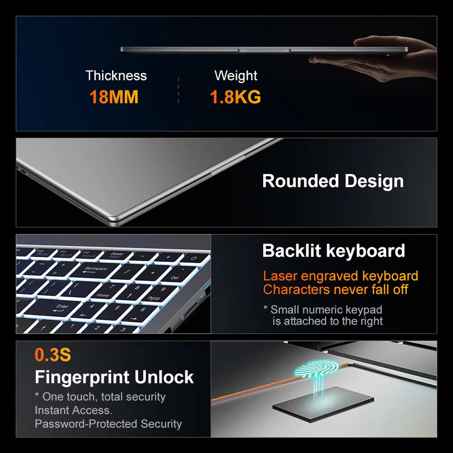 Ninkear A15 Pro Business Notebook mit AMD Ryzen 5 5500U, 16GB RAM, 1TB SSD, 16 Zoll 2.5K 120Hz IPS Display, Windows 11 und WiFi6 - Bild 5
