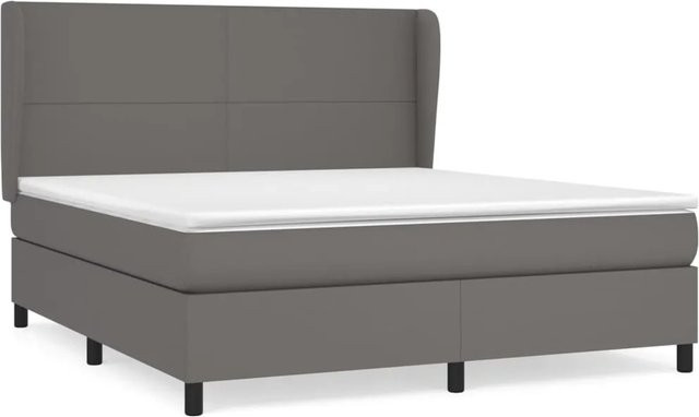 vidaXL Boxspringbett Hybrid mit Matratze, Grau, Kunstleder, B/T: 160 x 200 cm - Bild 1