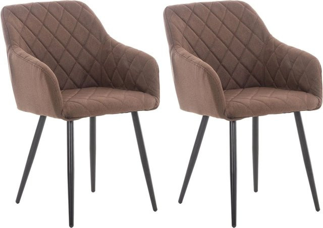 DELUKE 2er Set Esszimmerstühle LISAN aus Stoff in Braun mit Metallgestell, B/T/H: 47 x 44 x 84 cm - Bild 1