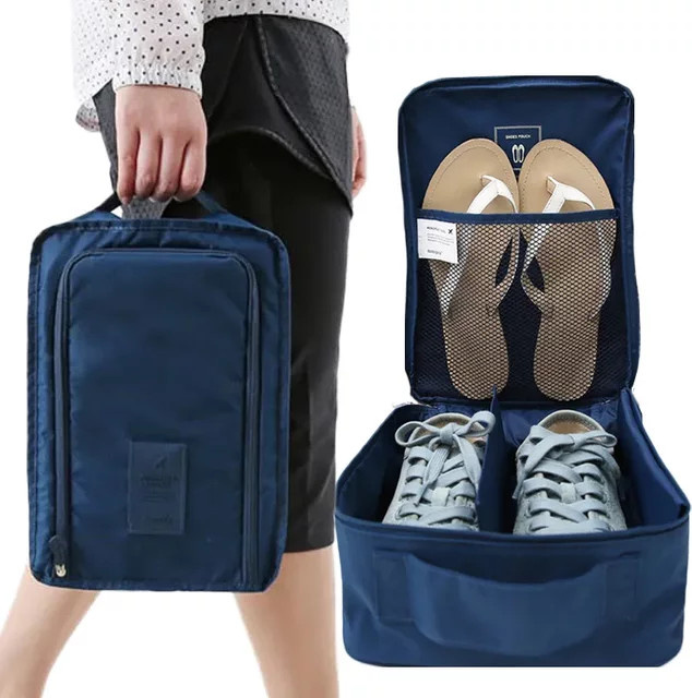 Rilibegan Tragbare Nylon-Schuhtasche als Reise-Organizer für Schuhe und Kleidung in Grau oder Blau - Bild 1