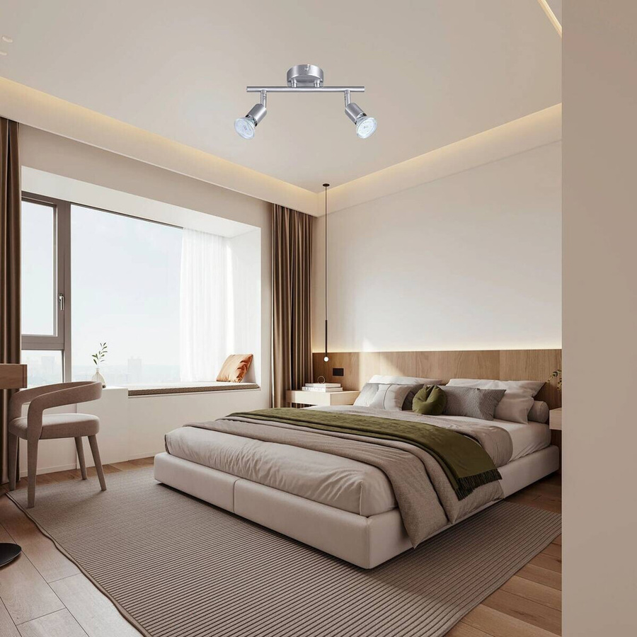 Pocoline LED-Deckenstrahler Boris 2-flg. in Nickel matt mit verstellbaren Brennstellen, B/H/L: 10 x 8 x 25 cm - Bild 2