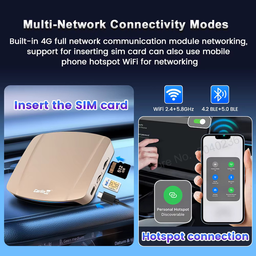 CarlinKit CarPlay AI Box Android 15 Ultra mit 8GB RAM und 128GB Speicher, kabelloser Android Auto Adapter mit WiFi6 und SM6350 Chip, Gold - Bild 7